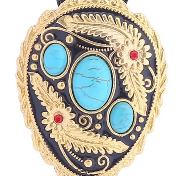 Black Bolo Tie for Men, Native American Western Cowboy Bolo Tie - Picture 5 of 6